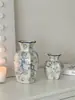 Nuevo Estilo Chino Medieval Azul y Blanco Porcelana Retro Jarrón Cerámica Arreglo Floral Sala de Estar Decoración Adornos Arreglo Floral Arreglo Floral