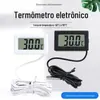 Termômetro Eletrônico Digital Embutido com Sonda para Medição de Temperatura Industrial, Adequado para Geladeiras e Aquários