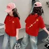 2026 Nueva Camiseta de Algodón Puro para Bebés Niñas de Manga Corta Dibujos Animados Verano Moda Linda Top de Media Manga para Niños