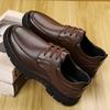 Zapatos de Cuero para Hombre Primavera Nuevo Cuero Suave Ligeros Antideslizantes Cuero Mediana Edad y Adultos Mayores Punta Redonda Zapatos de Papá Modernos Zapatos de Cuero de Negocios