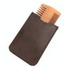 Peine de púas de madera de peral personalizado con estuche de cuero PU, logotipo imprimible, estilo cambiable, elija color, pantalones de solapa para hombre, peine para barba