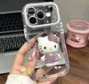 O suporte duplo Flash Diamond Cat se transforma instantaneamente em uma caixa de doces colorida em arco-íris, adequada para o telefone Apple 17 e iPhone 16 Pro Max.