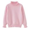Suéter de Cuello Alto para Niñas Otoño/Invierno 2026 con Bordes Fruncidos, Suéter de Punto Base de Deslizamiento, Suéter Cálido Infantil al por Mayor