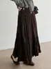Árbol Paulownia de Montaña del Norte Falda Plisada de Terciopelo Retro Estilo Coreano Otoño Falda de Pastel Plisada Falda Larga con Caída y Dobladillo Grande H823