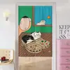 Cortina de Puerta de Dibujos Animados para Uso Doméstico, Cortina Divisoria de Dormitorio, Cortina Divisoria de Cocina y Baño, Cortina de Tela sin Taladro, Media Cortina