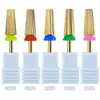 Arte de Uñas Cinco en Uno Aleación Cabeza Pulidora Dorada para Eliminar Esmalte en Gel, Universal 5 en 1 Cabeza Plana y Cabeza Cónica