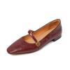 Zapatos Mary Jane de piel de cabra texturizada, estilo francés, con punta cuadrada pequeña, tacón bajo grueso, de cuero completo, para mujer, primavera 2024
