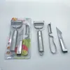 Set de Pelador de Acero Inoxidable de Tres Piezas, Pelador de Papas, Rallador Cara Sonriente, Pinza de Pluma de Pato, Cuchillo de Fruta de Vendedor Ambulante