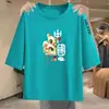 Camiseta de manga tres cuartos para mujer de comercio exterior transfronterizo para el Año del Serpiente, corte holgado, top corto de manga corta estilo chino para mujer