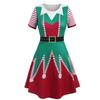 Comércio Exterior Europeu e Americano Amazon Vestido de Natal gola redonda manga curta estampado saia ampla vestido feminino XX0278