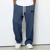 Pantalones Waffle con Cordón para Hombre Verano 2026 para Viajes y Uso Casual, Pantalones Rectos de Color Sólido Versátiles y Elegantes