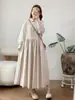 Moda Otoño 2026: Vestido de Manga Larga Plisado de Corte Holgado Estilo Artístico para Mujer al por Mayor