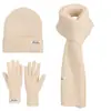 Chapéu, Luvas, Cachecol, Conjunto de Três Peças à Prova de Frio e Quente para o Inverno com Proteção para as Orelhas, Chapéu de Lã Tricotado Fashionável Estilo Coreano para Mulheres