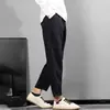 Pantalones Cortos de Lino Finos de Verano para Hombre, Pantalones Casuales Estilo Chino, Pantalones Rectos Sueltos Cónicos de Algodón y Lino, Pantalones de Longitud 9/10