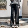 Pantalones Casuales de Pierna Ancha para Mujer, Estilo Bf Perezoso Holgado, Caída Suave y Acogedora, Forro Polar de Acetato Cachemir Gris, Otoño e Invierno
