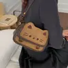 Gatinho Fofo Moda Exquisita Versátil Uma Alça Transversal Tendência Estilo Simples Feminino Bolsa Pequena Quadrada Outono 2025