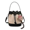 Nuevo modelo de comercio exterior, bolso cruzado de mujer en color contrastante, elegante y sencillo bolso de mano con cierre de cordón, bolso tipo cubo de moda, bolso de hombro a la moda