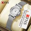 Oufanni AliExpress Nuevo Reloj de Cuarzo Moda Correa de Malla Resistente al Agua Reloj para Mujer Aleación Redondo Retro Reloj para Mujer