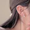 Brincos de Tarraxa Fan Zhiqiao Estilo Coreano Coração com Zircônia Prata 925 Esterlina, Simples e Elegantes, Versáteis Estilo Ins