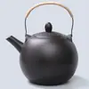 Tetera Artesanal Original de Esmalte Mineral Verde Ciruela con Asa, Olla para Preparar Té Doméstica de Gran Capacidad con Filtro, Juego de Té Estilo Retro Japonés