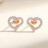 Brincos de diamante incrustados de diamante leve em forma de coração Brincos de moda estilo japonês e coreano 925 Brincos de Prata Esterlina Nicho Amor Brincos Femininos