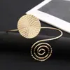 Pulsera Geométrica Abierta Transfronteriza para Mujer, Joyería para Brazo Espiral Circular Tono Dorado, Oro Arena al por Mayor Estilo Ins