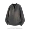 Novedades transfronterizas de otoño e invierno: Suéter de punto con bloques de color estilo americano, de dos piezas simuladas, cuello redondo, una prenda básica casual de moda y corte holgado para jóvenes