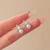Corea del Sur Zirconia Triángulo Perla Pendientes Nuevo Nicho Simple Lujo Ligero Gama Alta Elegante Pendientes Versátiles