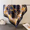 Pañuelo Cuadrado Estilo Coreano Estampado Ecuestre Seda Sintética Chal Versátil Bufanda de Cuello de Gama Alta Pañuelo para la Cabeza Pañuelo de Seda Bufanda para Mujer