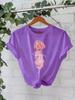 Camiseta de algodón puro de verano europeo y americano, manga corta, cuello redondo, comercio exterior transfronterizo, camiseta estampada con patrón americano, fábrica de comercio exterior femenina