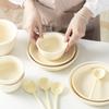 [Personalizado] Juego de Vajilla Color Crema para Uso Doméstico, Vajilla Atmosférica, Tazones de Arroz y Sopa Cerámicos Modernos Estilo Coreano