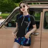 Moda Praia Feminina Dividido Cobertura Corporal Emagrecimento Duas Peças Proteção Solar Estilo Fresco Roupa de Banho Estudante Menina Cheinha Tamanho Plus Praia Rafting