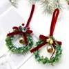 Guirlanda Sino Laço Aveludado Decorações de Natal Frutas Vermelhas Decoração de Árvore de Natal Guirlanda de Natal