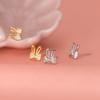 Pendientes Nalan de plata de ley 925 con forma de conejo, con lazo, diamantes y un bonito diseño, accesorios para las orejas para mujer M05227