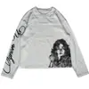 Camiseta de Manga Larga Estilo Americano Transfronteriza Europea y Americana, Top Oscuro Retro Estampado Y2K, Atuendo de Moda Gótica High Street Ins