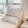 Juego de Falda de Cama Acolchada Estampada 100% Algodón Falda de Cama Engrosada Cubre Cama Funda Nórdica Ropa de Cama Individual Doble Comercio al por Mayor