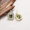 Pendientes de Zirconia Cuadrados Retro Franceses Color Verde Oliva Pendientes de Collar Azucarero Simulados Paraíba de Lujo Ligero de Gama Alta