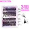 Popular Transfronterizo 240 Racimos 3040D Racimo Individual Pestañas Postizas 10-14mm DIY Segmentadas Naturales Gruesas Pestañas
