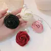 Pinza para el Cabello de Satén Rosa Perla de Chica Francesa Elegante de Gama Alta para Flequillo Lateral Despeinado Accesorios para el Cabello