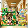 Nueva escenografía de regreso a clases estilo bloques para decoración de ambiente de salón de kínder y primaria, marco de fotos para tomar fotos
