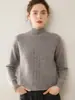 Nuevo Suéter de Cachemira Pura para Mujer Otoño e Invierno Engrosado Ajustado Hombros Descubiertos Cuello Medio Alto Suéter para Capas Suéter Cálido Suéter para Capas