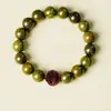 Pulsera Natural de Sándalo Verde para Hombres, Cuentas de Meditación, Año del Caballo, Doce Signos del Zodíaco, Pulsera de Palo de Rosa, Regalo de Año Nuevo