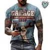 Verano Exportación Transfronterizo Nueva Serie de Motocicletas Impresión Digital 3D Estilo Hip-hop Urbano Suéter Ajustado Camiseta para Hombre