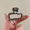 Tamanho Pequeno Presilha de Agarre Parte de Trás da Cabeça Meio Preso para Cabelo Quadrada Pérola Preta Presilha Tubarão Nova Alta Qualidade Sensação Metal Presilha