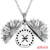 Collar con colgante de acero de titanio y girasol de las doce constelaciones transfronterizas europeas y americanas, regalo navideño con letras