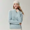 Kang Sai Ni Hilo de Flor Otoño e Invierno Estilo Grueso para Mujer Suéter Holgado de Punto 100% Cachemir Capa Base Manga Larga Cuello Medio Alto