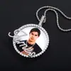 Colgante Personalizado DIY de Disco con Letra Estilo Europeo y Americano para Hombres y Mujeres, Collar con Foto de Retrato Familiar, Colgante Redondo Grande para Foto