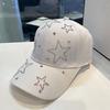 Sombrero de Verano para Mujer Nueva Gorra de Béisbol estilo coreano Gorra Protectora Solar Primavera y Verano Celebridad de Internet Estrella de Cinco Puntas con Incrustaciones de Diamantes Sombrero de Mujer