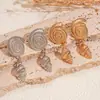Pendientes de Caracola con Patrón de Concha Metálico Pesado Europeo y Americano, Estilo Vacaciones Costeras Transfronterizas, Pendientes Únicos de Nicho de Alta Gama para Mujeres