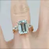 Huajie deseo Explosiones Anillo de Zirconia Azul Marino de Oro de 18 Quilates Anillo de Vacaciones para Mujer Transfronterizo Europeo y Americano Salida de Fábrica